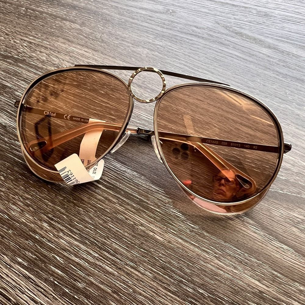Chloe Romie Aviator Sunglasses Dark Nickel/Nickel 61MM - Picture 3 of 16